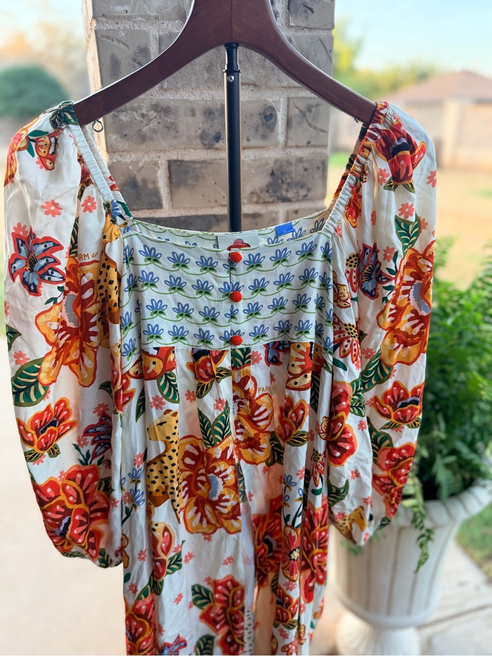 Farm Rio x Anthropologie Extreme Collar Blouse Duster size XL - Picture 3 of 13
